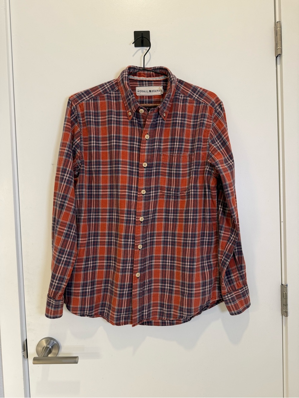 The Normal Brand Red and Blue Plaid Button-Down Flannel Shirt